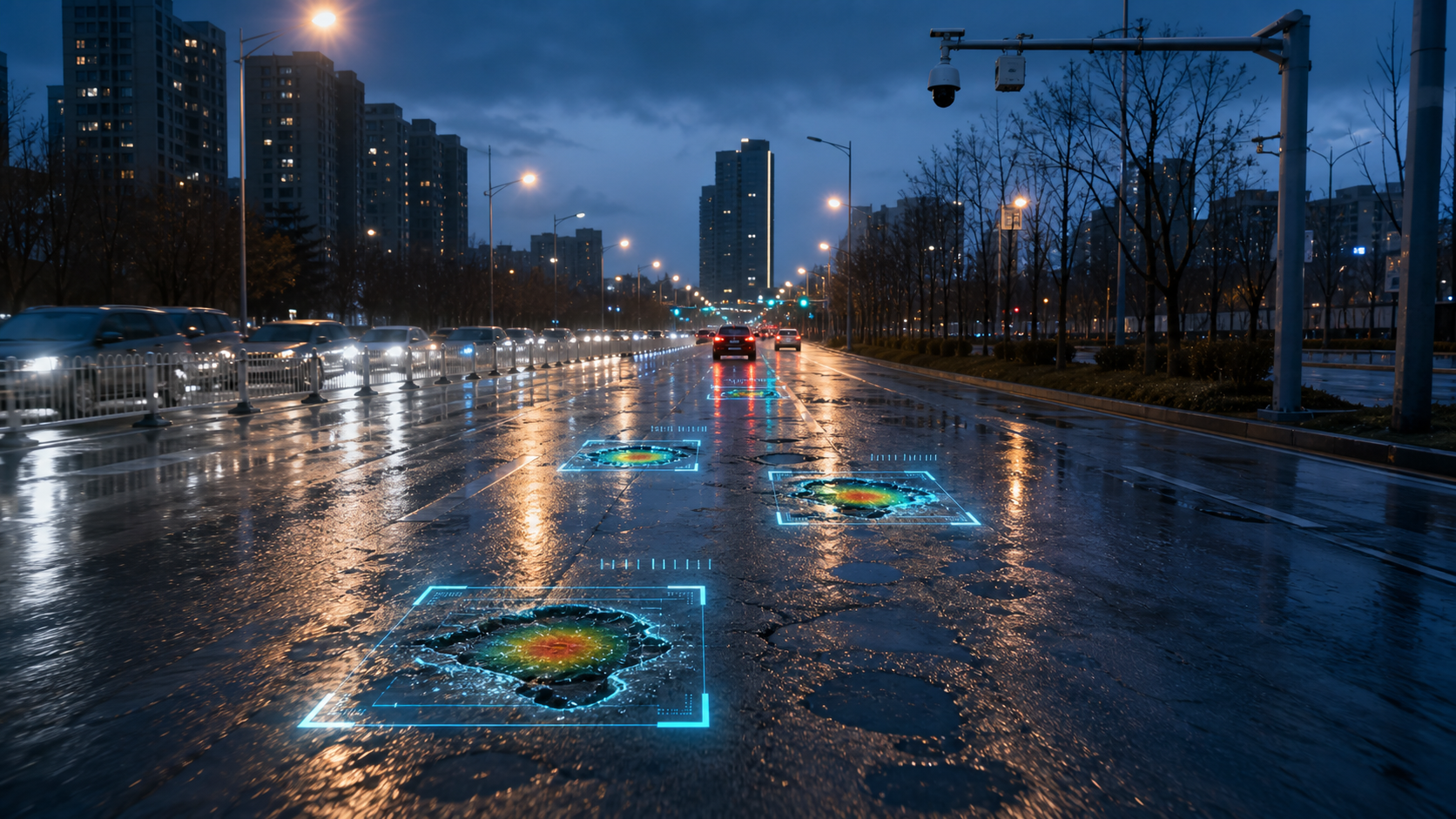 雨后城市道路检测场景